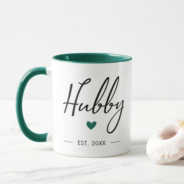 Hubby Modern Typography Husband Anniversary Mug (With Donut)