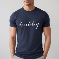 Hubby Modern White Script Navy Mens