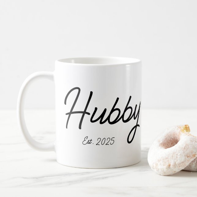 Hubby Personalised Engagement Gift For Him Groom Coffee Mug (With Donut)