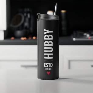 Hubby Photo Collage Valentine's Day Gift Black Thermal Tumbler