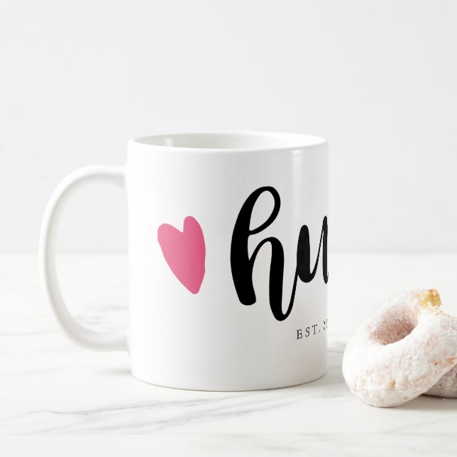 Hubby Script Pink Heart Coffee Mug (With Donut)