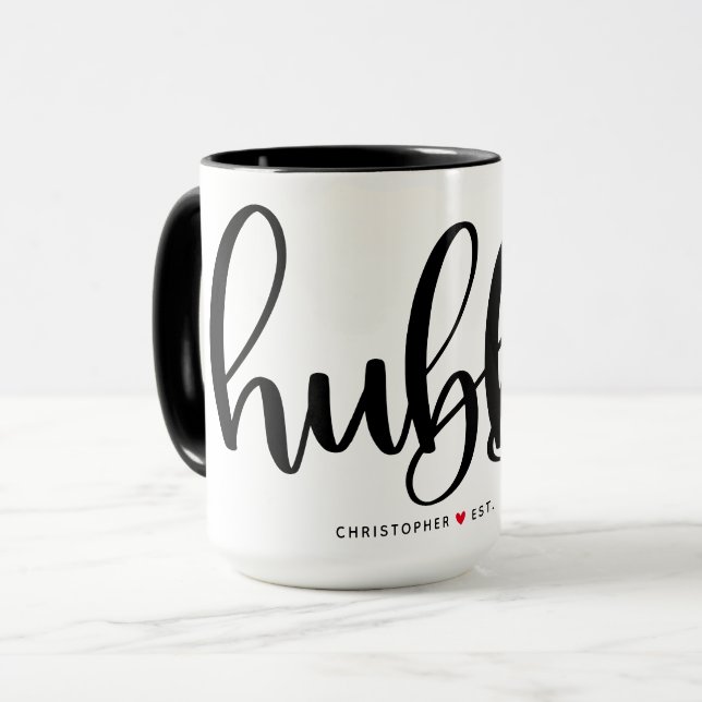Hubby Simple Black Lettering Custom Mug (Front Left)