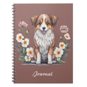 Hübscher Collie umringt von Blumen - Notebook