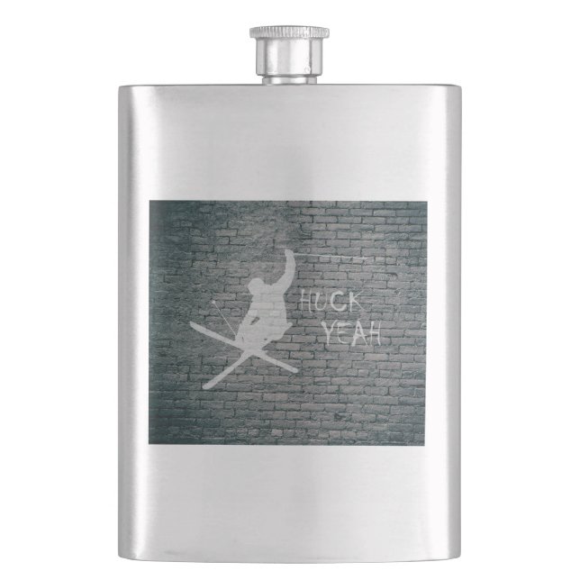 Huck Yeah (Skiing) Hip Flask (Front)