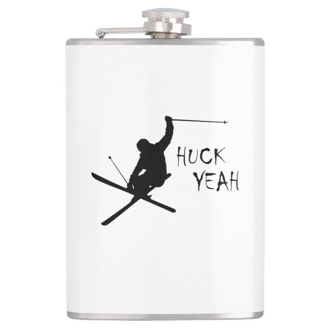 Huck Yeah (Skiing) Hip Flask (Front)
