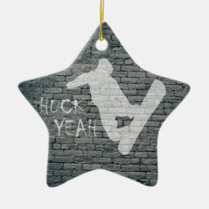 Huck Yeah (Snowboarding) Ceramic Tree Decoration