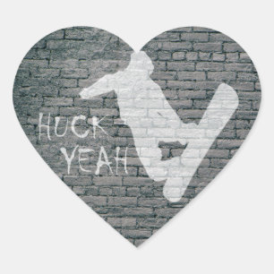 Huck Yeah (Snowboarding) Heart Sticker