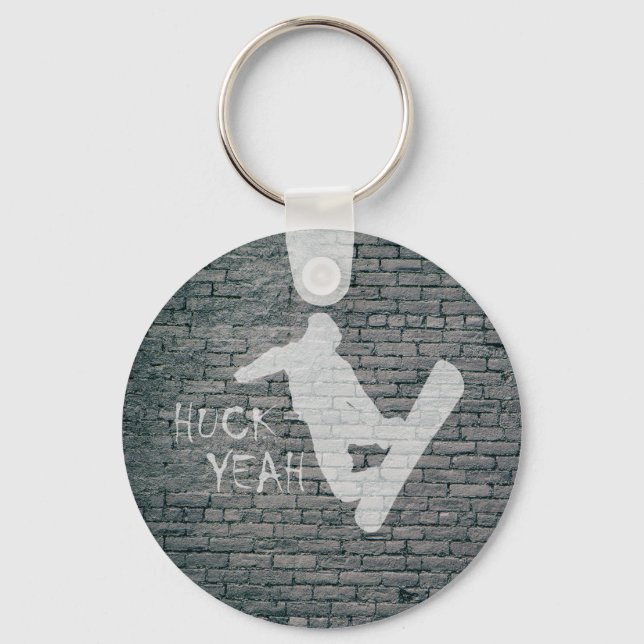 Huck Yeah (Snowboarding) Key Ring (Front)