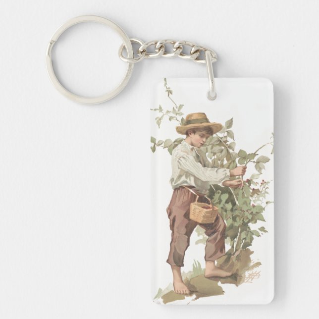 Huckleberry Finn Picking Berries Lithograph Key Ring (Front)