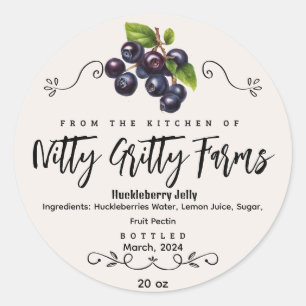 Huckleberry Jam Jelly preserve Custom Label
