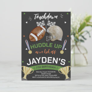 Huddle Up As We Kick Off Football Birthday Invitation