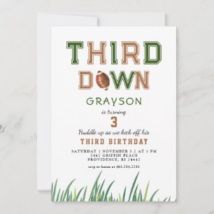 Huddle Up Football 3rd Birthday Party Invitation
