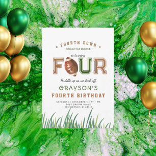 Huddle Up Football 4th Birthday Party Invitation