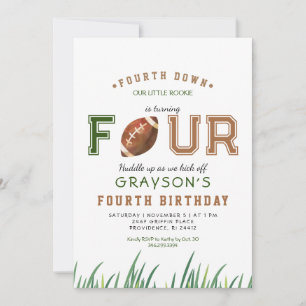 Huddle Up Football 4th Birthday Party Invitation
