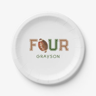 Huddle Up Football 4th Birthday Party Paper Plate