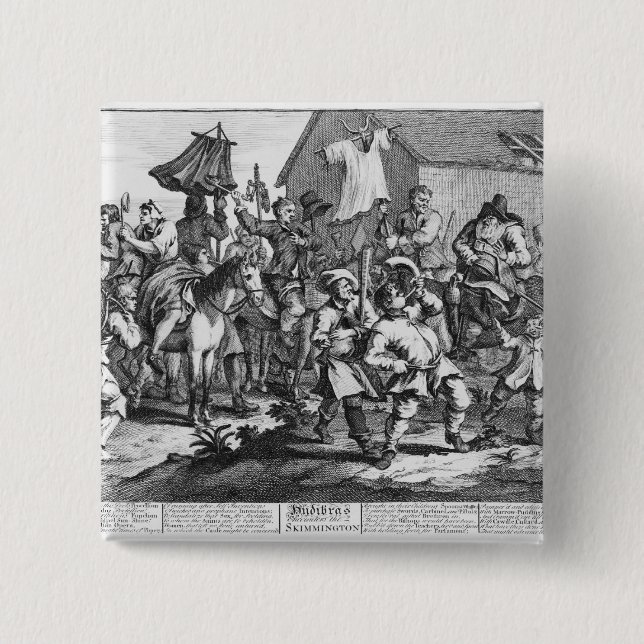 Hudibras Encounters the Skimmington 15 Cm Square Badge (Front)
