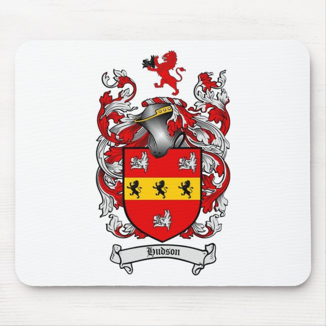 HUDSON FAMILY CREST -  HUDSON COAT OF ARMS MOUSE MAT (Front)
