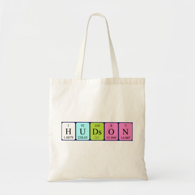 Hudson periodic table name tote bag (Front)