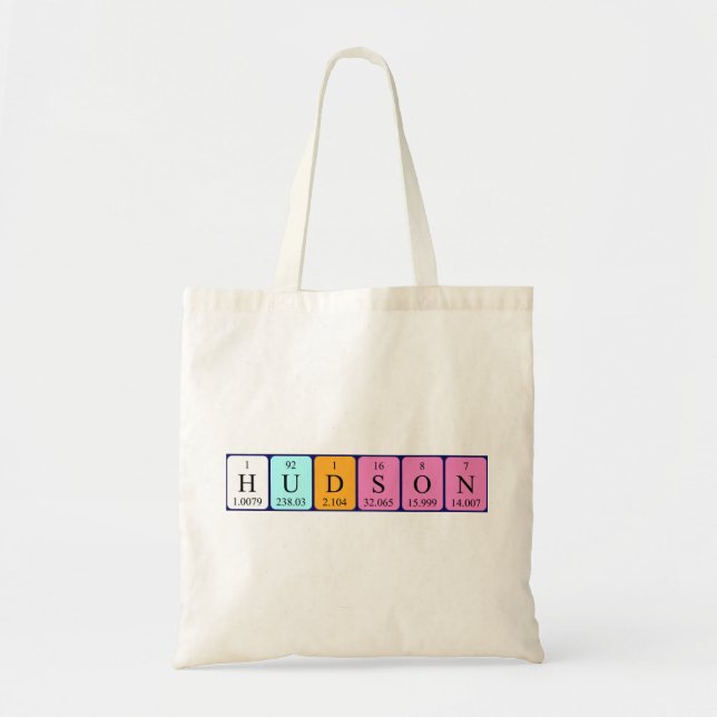 Hudson periodic table name tote bag (Front)