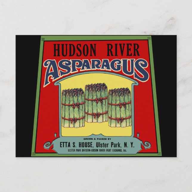 Hudson River Asparagus Label Postcard (Front)