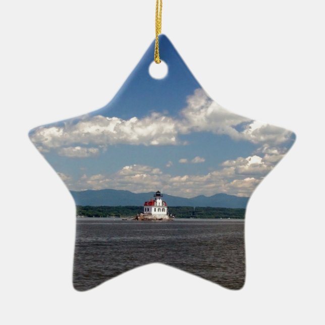 Hudson River Lighthouse Ceramic Tree Decoration (Front)