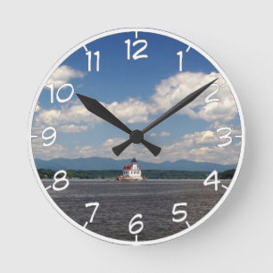 Hudson River Lighthouse Round Clock