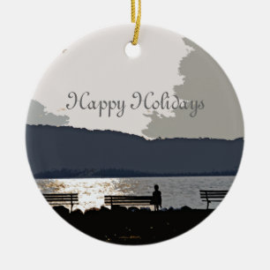 Hudson River Sunset Ceramic Tree Decoration