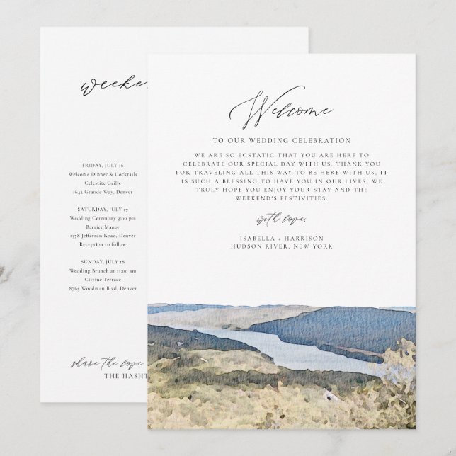 HUDSON RIVER Welcome Letter Timeline Wedding Card (Front/Back)