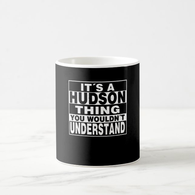 HUDSON Surname Personalised Gift Coffee Mug (Center)