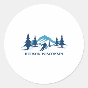 Hudson Wisconsin Ski Resort Skiing Skier _1  Classic Round Sticker