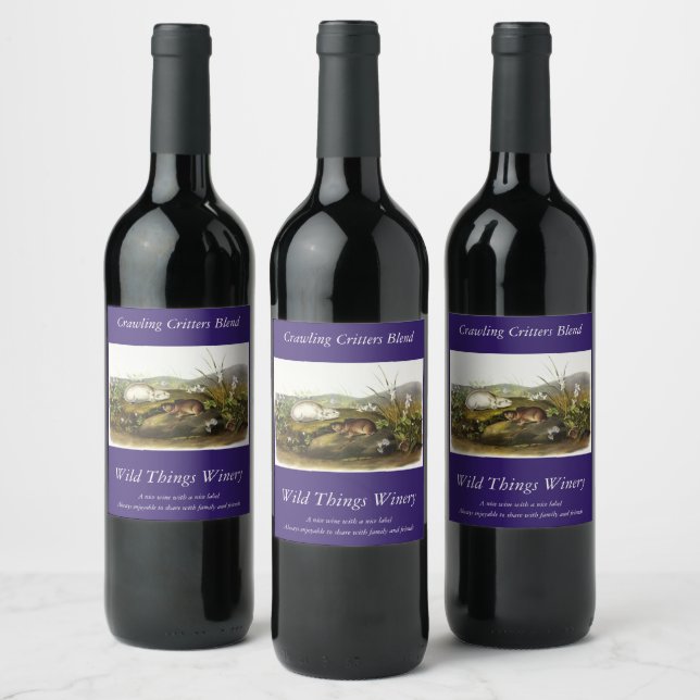 Hudson's Bay (Ungava Collared) Lemming by Audubon Wine Label (Bottles)