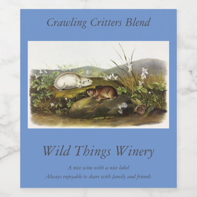 Hudson's Bay (Ungava Collared) Lemming by Audubon Wine Label (Single Label)