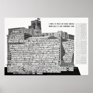 Hudson's Detroit - Cutout Building Poster