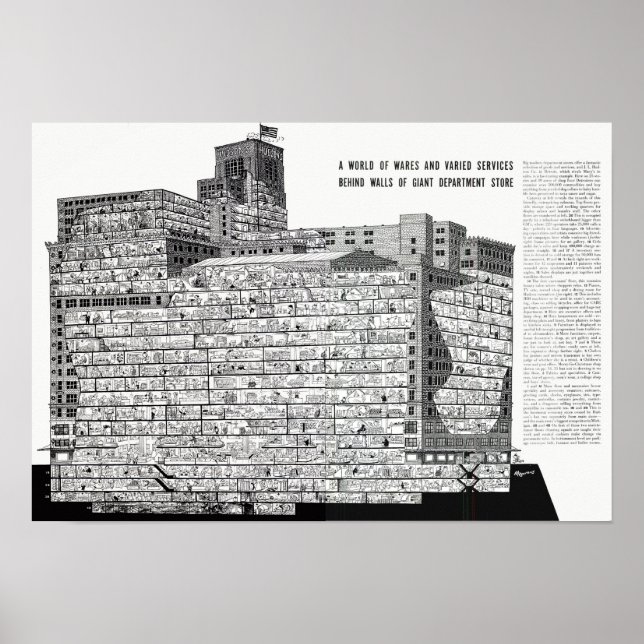 Hudson's Detroit - Cutout Building Poster (Front)