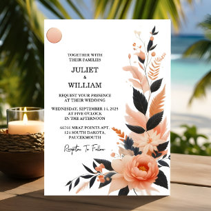 Hue Orange 70s 80s 90s Pink Peach Colourful Weddin Invitation