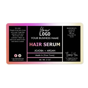 Hue Pink Orange Holographic Hair Serum Labels