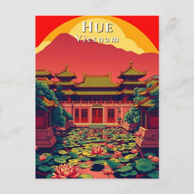 Hue Vietnam Pagoda Travel Retro Postcard (Front)