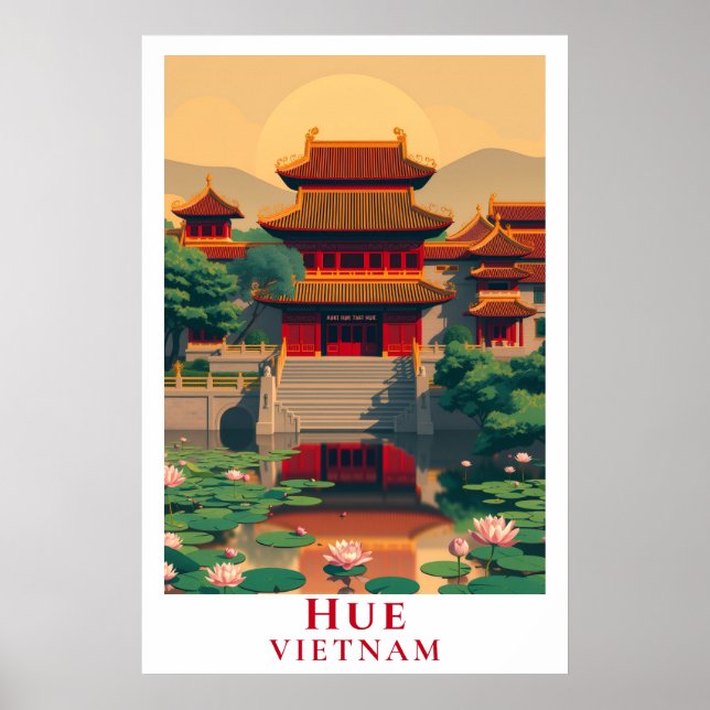Hue Vietnam Vintage Travel Retro Imperial City Art Poster (Front)