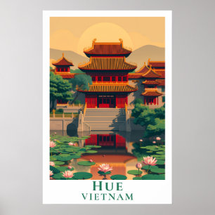 Hue Vietnam Vintage Travel Retro Imperial City Art Poster