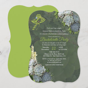 Hues of Beach Green & Succulent Bachelorette Party Invitation