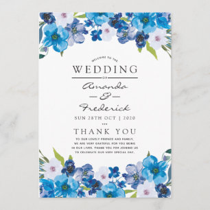 Hues of Blue Floral Wedding Program Programme