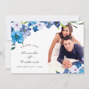 Hues of Blue Floral Wedding Thank You photo