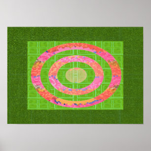 HUEs of Green and Chakra Oval Stainedglass Pink Poster