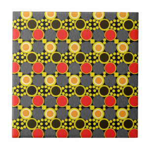 Hues of Harmony: Circles in Red, Brown, and Yellow Tile