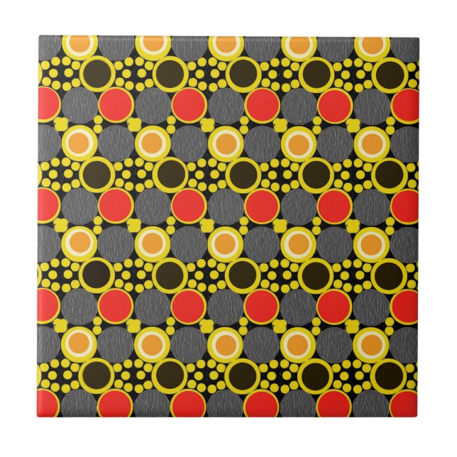 Hues of Harmony: Circles in Red, Brown, and Yellow Tile (Front)