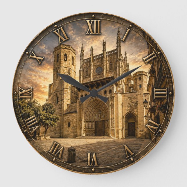 Huesca Cathedral Gothic Architecture  Large Clock (Front)