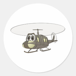 Huey Helicopter Cartoon Classic Round Sticker