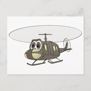 Huey Helicopter Cartoon Postcard
