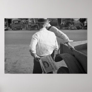 Huey Long Supporter in Louisiana, 1930s Poster