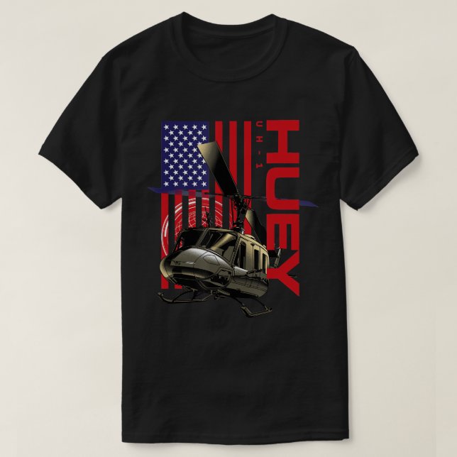 Huey Military Helicopter Aeroplane T-Shirt (Design Front)